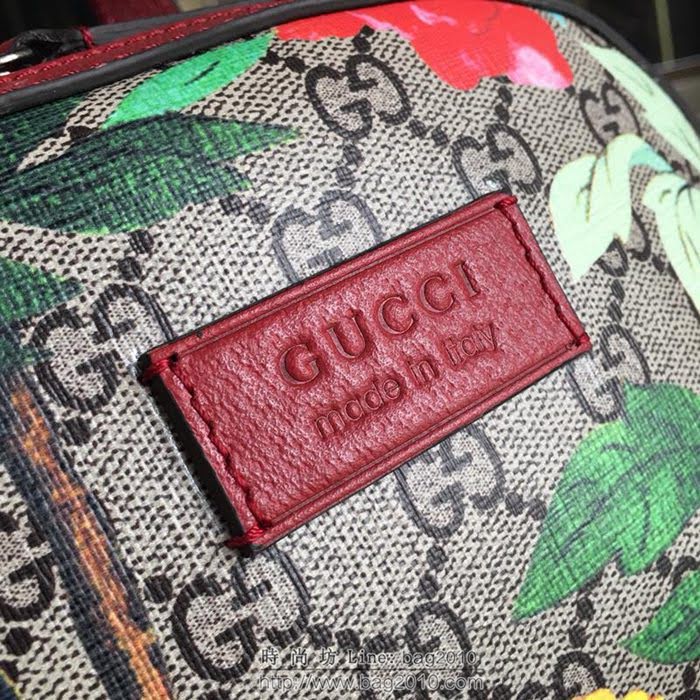 GUCCI 古馳女包 新款 427042 pvc刺繡 古奇奢侈品女包 花鳥印花圖案 雙肩包 女款背包
